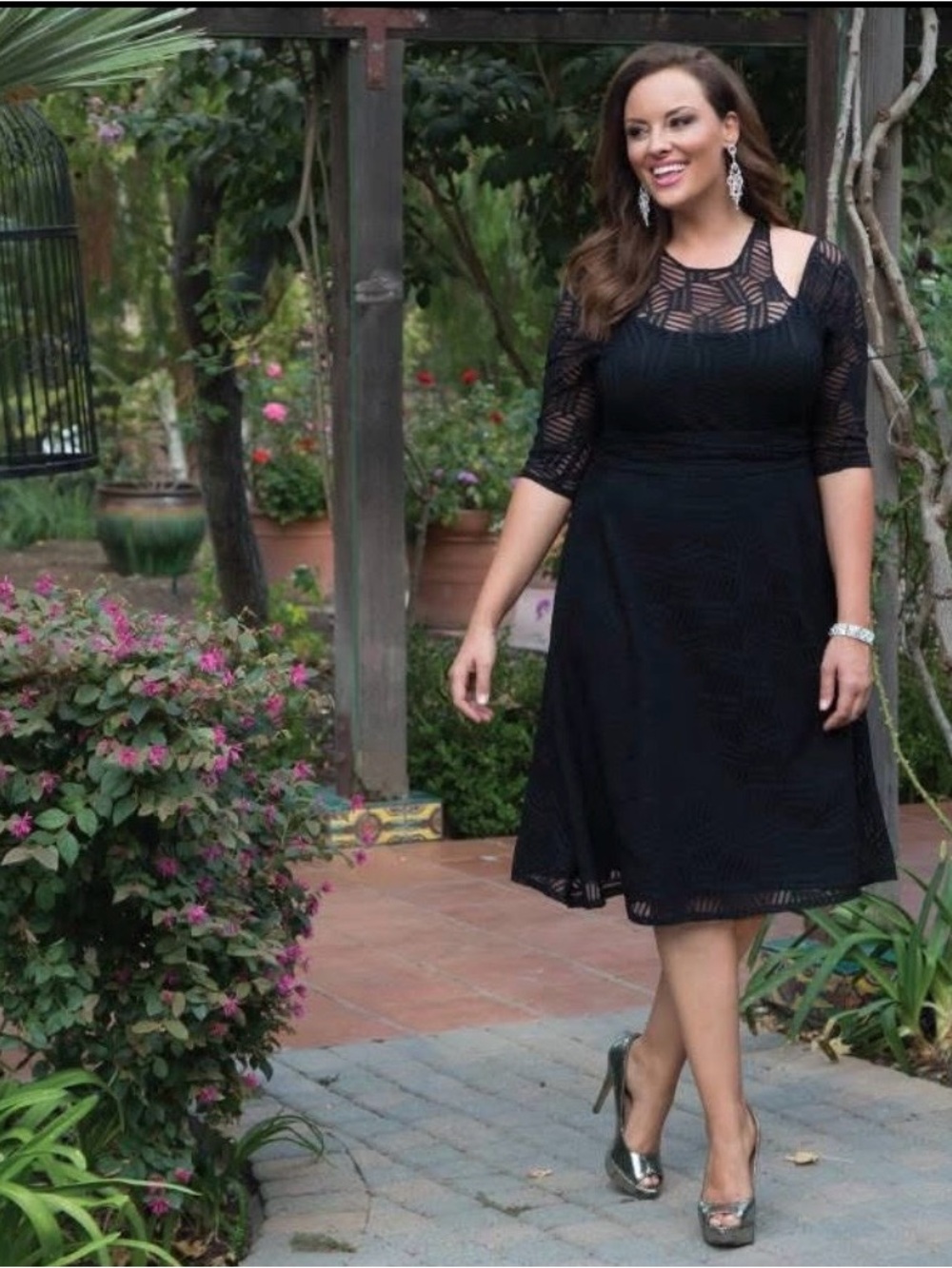 Kiyonna Audrey Black Lace Cocktail Dress Womans Plus Size 1X (14-16)